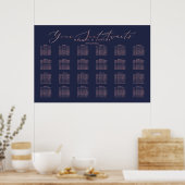 PixDezines Navy+Rose Gold Script, Seating Chart Poster (Küche)