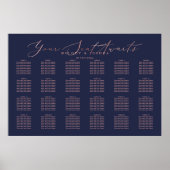 PixDezines Navy+Rose Gold Script, Seating Chart Poster (Vorne)