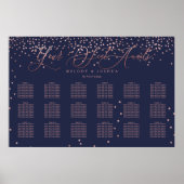 PixDezines Navy+Rose Gold Script, Seating Chart Poster (Vorne)