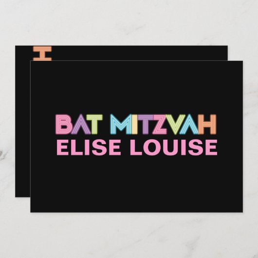PixDezines Neon Bar mitzvah Einladung (Vorne/Hinten)