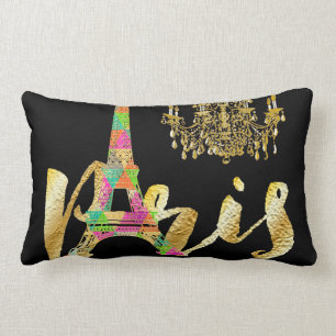 PixDezines Neon-Eiffelturm/falsches Gold Lendenkissen