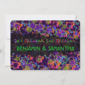 PixDezines NEON/GRUNG STARS/BAR+BAT MITZVAH Einladung (Vorderseite)