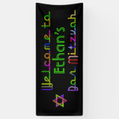 PixDezines Neon Lights Bar Mitzvah Banner 6'x2.5' (Vertikal)