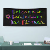 PixDezines Neon Lights Bar Mitzvah Banner 6'x2.5' (Messe)
