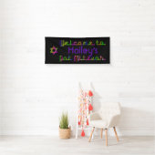 PixDezines Neon Lights Bat Mitzvah Banner 6'x2,5' (Insitu)