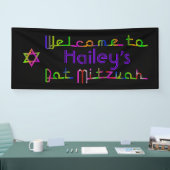 PixDezines Neon Lights Bat Mitzvah Banner 6'x2,5' (Messe)