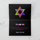 PixDezines Neon Lights Bat Mitzvah Danke Invit Karte (Innenseite)