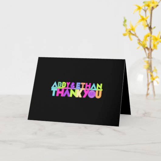 PixDezines Neon Lights Bat Mitzvah Danke Invit Karte (Gelbe Blume)