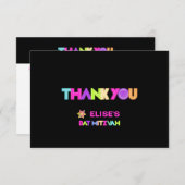 PixDezines Neon Lights Bat Mitzvah Vielen Dank Einladung (Vorne/Hinten)
