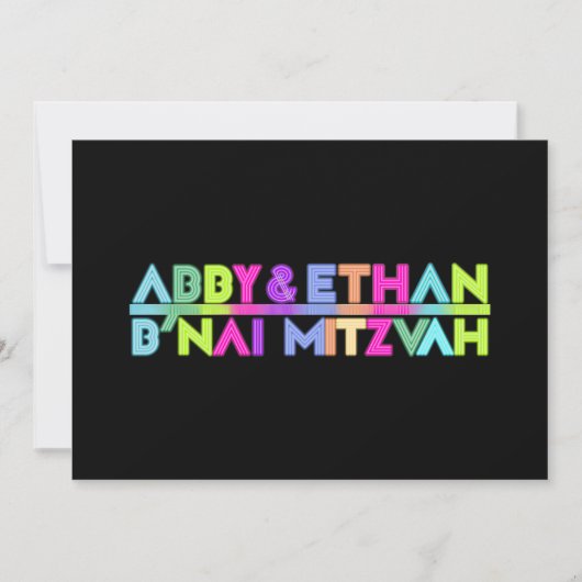 PixDezines Neon Lights B'nai Mitzvah ✡ Einladung (Vorderseite)