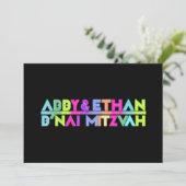 PixDezines Neon Lights B'nai Mitzvah ✡ Einladung (Stehend Vorderseite)