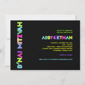 PixDezines Neon Lights B'nai Mitzvah ✡ Einladung (Rückseite)