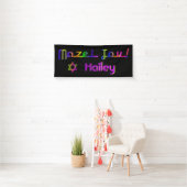 PixDezines Neon Lights Mazel Tov Banner 6'x2.5' (Insitu)