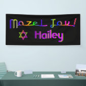 PixDezines Neon Lights Mazel Tov Banner 6'x2.5' (Messe)