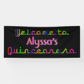 PixDezines Neon Lights Quinceanera Banner 6'x2.5' (Horizontal)