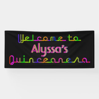 PixDezines Neon Lights Quinceanera Banner 6'x2.5'