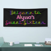 PixDezines Neon Lights Sweet 16 Banner 6'x2.5' (Messe)