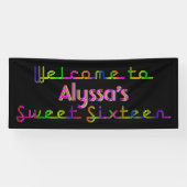 PixDezines Neon Lights Sweet 16 Banner 6'x2.5' (Horizontal)