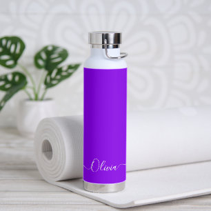 PixDezines Neon Lila DIY-Farbmonogramm Trinkflasche