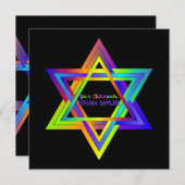 PixDezines Neon Sign Star von David/Bar Mitzvah Einladung (Vorne/Hinten)