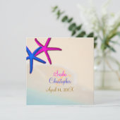 PixDezines Neon Starfish/Beach Hochzeit Einladung (Stehend Vorderseite)