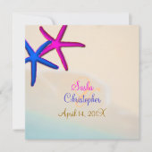 PixDezines Neon Starfish/Beach Hochzeit Einladung (Vorderseite)