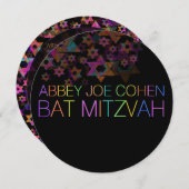 PixDezines Neon/Typografie/Psychedelic/bat mitzvah Einladung (Vorne/Hinten)