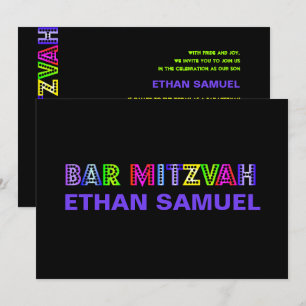 PixDezines Neonlicht Bar Mitzwa Einladung
