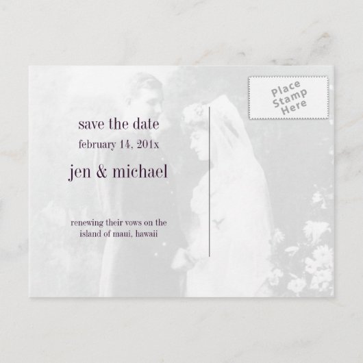 PixDezines-Neuanlegende Vows, Save the Date/DIY-Fa Ankündigungspostkarte (Rückseite)