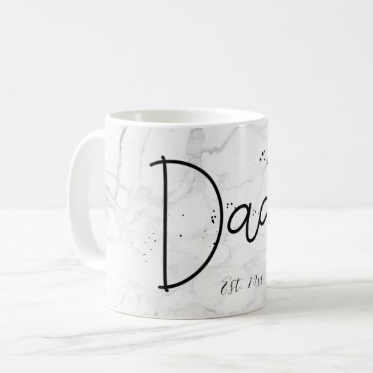 PixDezines NEW DAD Marble+Modernes Skript Kaffeetasse (Vorderseite Links)