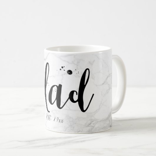 PixDezines NEW DAD Marble+Modernes Skript Kaffeetasse (VorderseiteRechts)