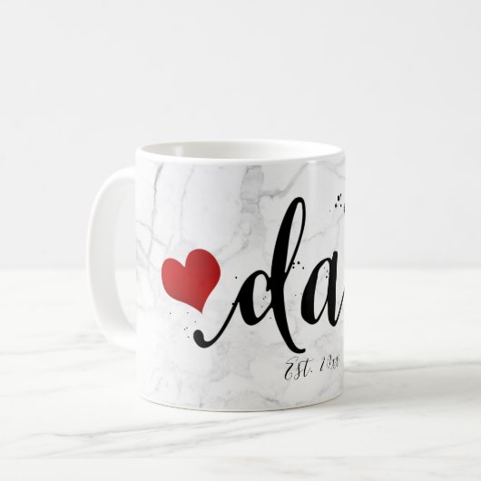 PixDezines NEW DAD Marble+Modernes Skript Kaffeetasse (Vorderseite Links)