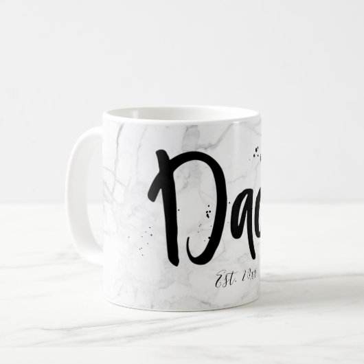 PixDezines NEW DAD Marble+Modernes Skript Kaffeetasse (Vorderseite Links)