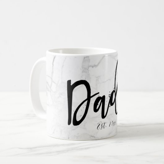 PixDezines NEW DAD Marble+Modernes Skript Kaffeetasse (Vorderseite Links)