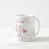 PixDezines New Mrs./Marble Imitats Rose Gold/Scrip Kaffeetasse (VorderseiteRechts)