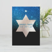 PixDezines Night Sky/Aquamarin/typografisch/Bar mi Einladung (Stehend Vorderseite)