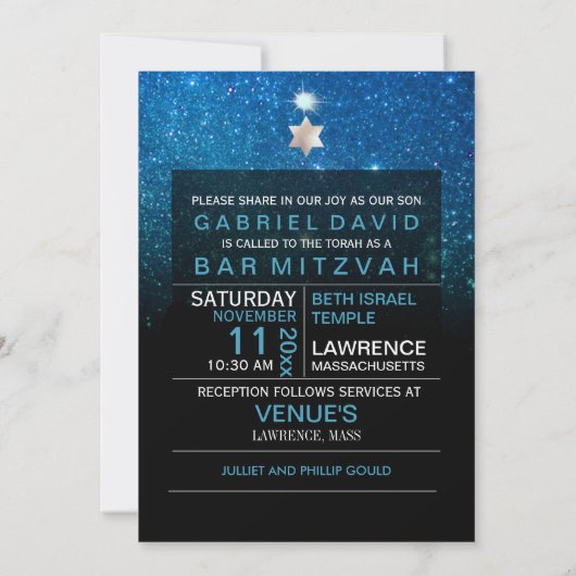 PixDezines Night Sky/Aquamarin/typografisch/Bar mi Einladung (Rückseite)