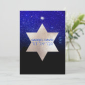 PixDezines Night Sky/Blau/Typografie/Bar mitzvah Einladung (Stehend Vorderseite)