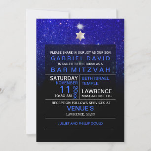 PixDezines Night Sky/Blau/Typografie/Bar mitzvah Einladung
