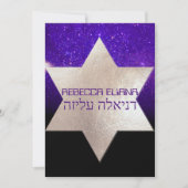 PixDezines Night Sky/Lila/typografisch/ba mitzvah Einladung (Vorderseite)