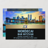 PixDezines NYC/Brooklyn Bridge/Bar Mitzvah Einladung (Vorne/Hinten)