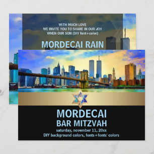 PixDezines NYC/Brooklyn Bridge/Bar Mizwa Einladung