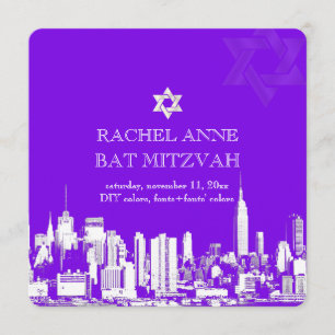 PixDezines NYC Skyline/Fledermaus-Mitzvah Einladung