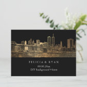PixDezines NYC Skyline/Imitats Gold/DIY Bckgrnd Einladung (Stehend Vorderseite)