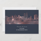 PixDezines NYC Skyline/Imitats Rose Gold/DIY Navy Einladung (Vorderseite)