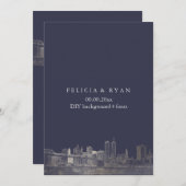 PixDezines NYC Skyline/Imitats Silver/DIY Bckgrnd Einladung (Vorne/Hinten)