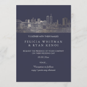PixDezines NYC Skyline/Imitats Silver/DIY Bckgrnd Einladung