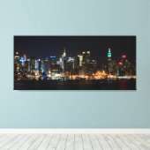 PixDezines NYC Skyline/Manhattan/Nachtlicht Leinwanddruck (Insitu (Holzboden))
