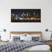 PixDezines NYC Skyline/Manhattan/Nachtlicht Leinwanddruck (Insitu (Schlafzimmer))
