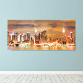 PixDezines NYC Skyline/Manhattan/Nachtlicht Leinwanddruck (Insitu (Holzboden))